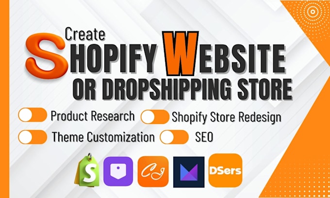 Gig Preview - Create shopify store, shopify website design, build shopify dropshipping store