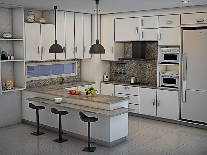 Gig Preview - Interior kitchen design and 3d rendering