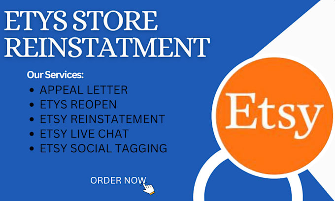 Gig Preview - Do etsy reinstatement for etsy suspension with appeal letter, live chat support