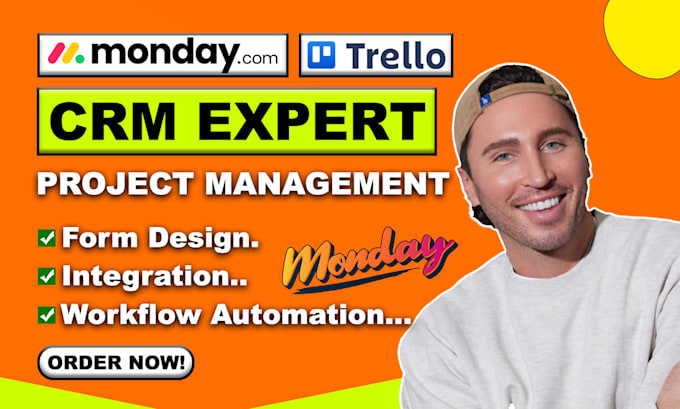 Bestseller - setup standard workflow automation, mondaycrm,  monday form, trello, import lead