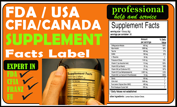 Gig Preview - Create supplement label compliant with fda and canada rules