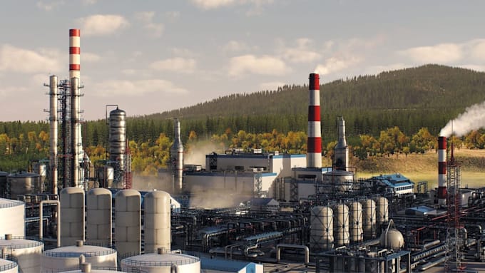 Gig Preview - 3d cgi unreal engine design for refinery, oil distillery, factory, fumigator