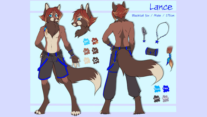 Gig Preview - Draw 2d furry character, fursona reference sheet,  furry art oc,furry nsfw