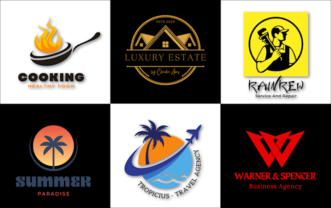 Gig Preview - Do 2 professional and modern design of logo for your business