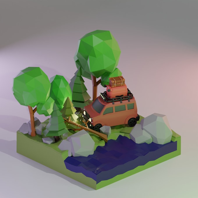 Gig Preview - Create a 3d room and scenery in blender