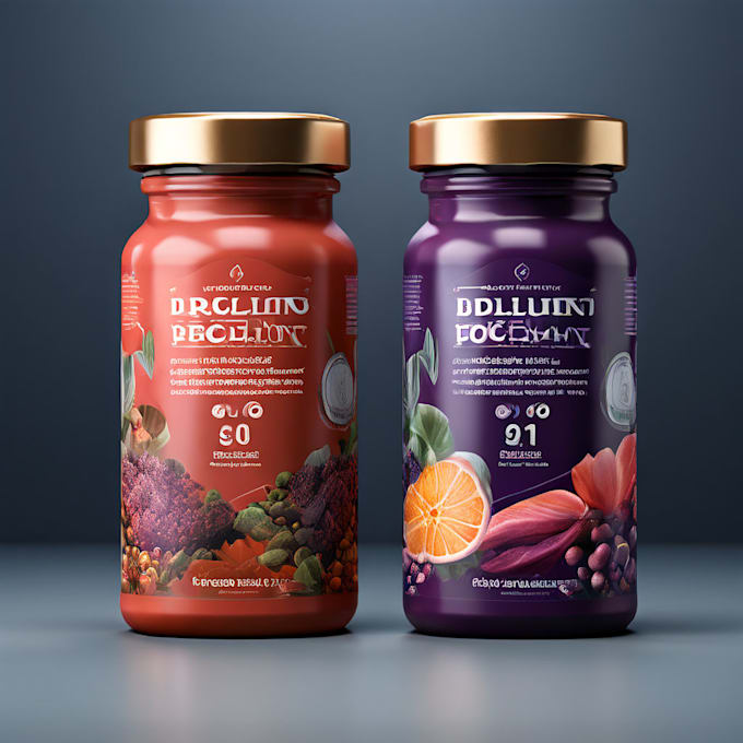 Gig Preview - Do premium supplement label packaging design 3d mockup