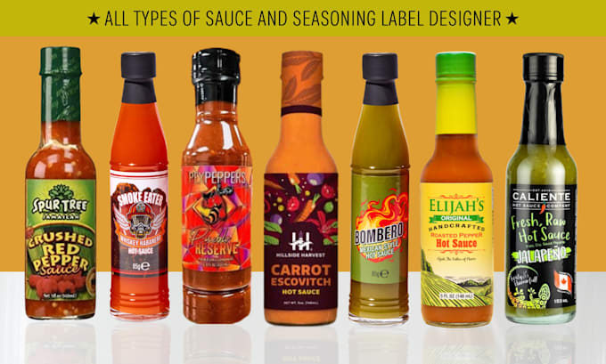 Gig Preview - Do logo,label, spice, pikliz,seasonig,sauce,jar,rub,ketchup,salsa,marinade,honey