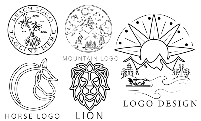 Bestseller - design unique vintage, retro, monoline line art badge logo