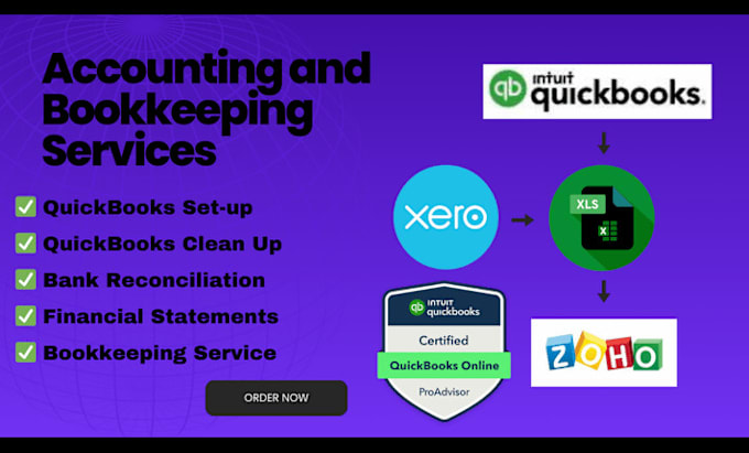 Gig Preview - Do quickbooks bookkeeping, xero, quickbooks clean up, bank reconciliation