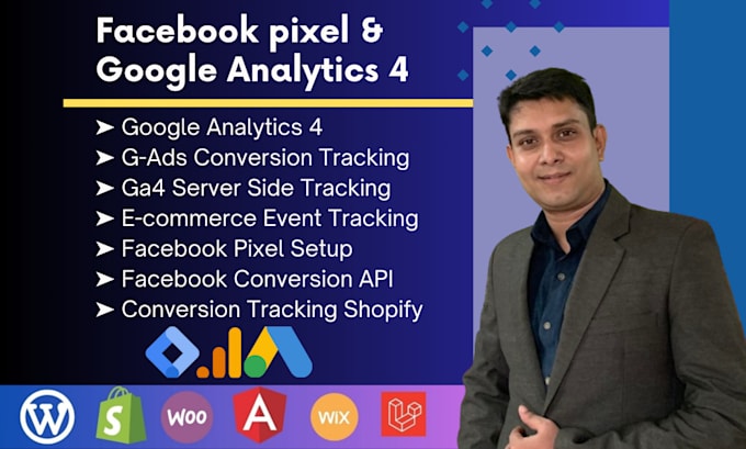 Gig Preview - Setup facebook pixel, shopify, google analytics, ga4, conversion API