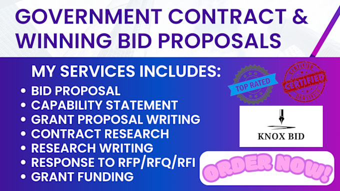 Gig Preview - Write bid proposal for government contract, rfp, rfq, rfi or grants proposal