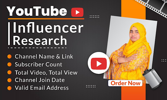 Gig Preview - Do best youtube influencer research for your targeted niche