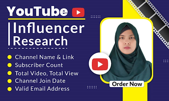 Gig Preview - Do best youtube influencer research for your niche