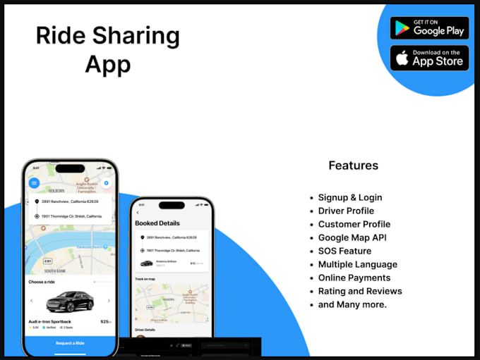 Bestseller - develop ride sharing app ,taxi booking app ,cab booking app , carpooling app