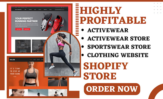 Gig Preview - Design activewear shopify store clothing website sportswear dropshipping store