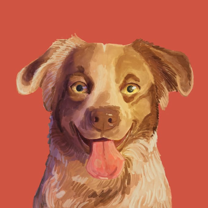 Gig Preview - Draw a portrait of your pet in digital watercolor