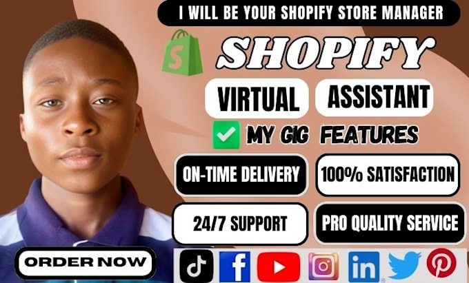 Gig Preview - Be your shopify virtual assistant shopify manager for sales marketing cro USA UK