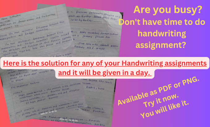 Gig Preview - Write hand written assignments