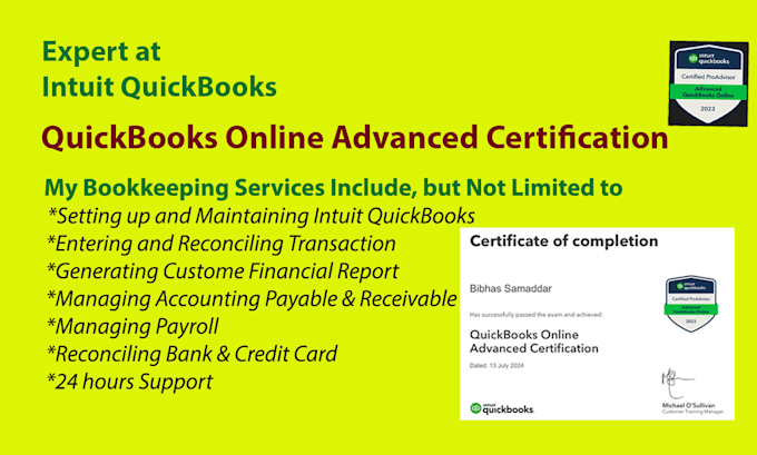 Gig Preview - Do bank reconciliation and bookkeeping services using intuit quickbooks online