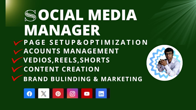 Gig Preview - Be your social media marketing manager and content creator