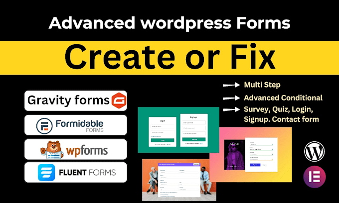 Gig Preview - Do wordpress forms and fix gravity forms formidable forms fluent forms wp forms