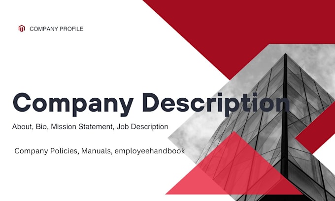 Gig Preview - Do company description bio, mission statement, about us, job description