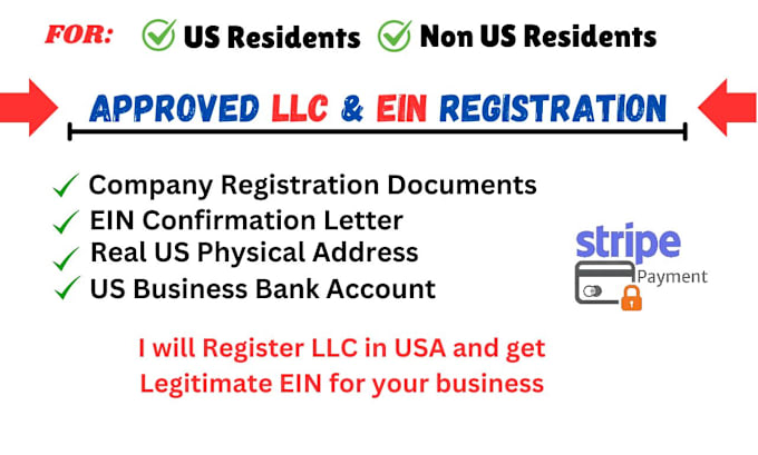 Gig Preview - Do US llc registration, obtain ein no for US and non US residents, llc filing