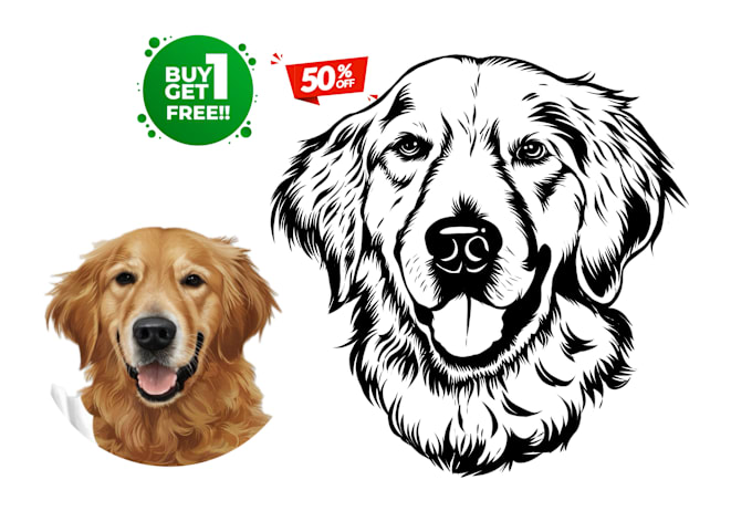 Gig Preview - Draw a stunning ink line art portrait for your pet