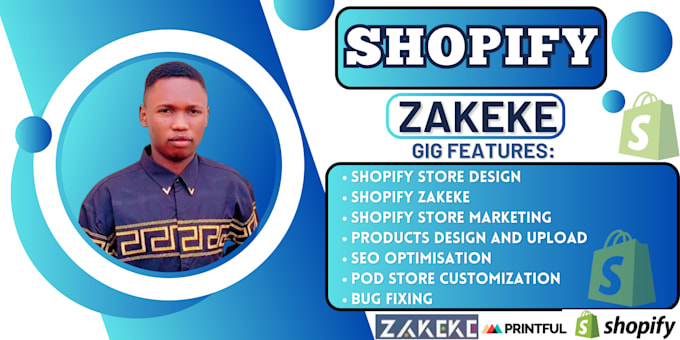 Gig Preview - Shopify zakeke zepto teeinblue customily kickflip, shopify print on demand