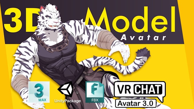 Gig Preview - Do vrchat furry avatar, nsfw fursona model custom vr vrc character 3d vtuber rig