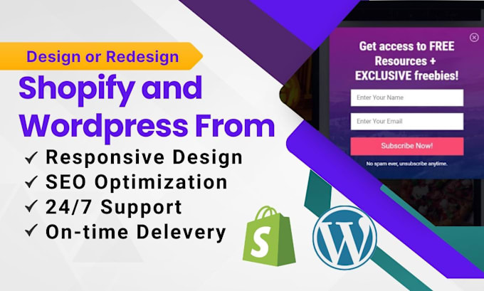 Gig Preview - Design responsive shopify pop up form and wordpress form