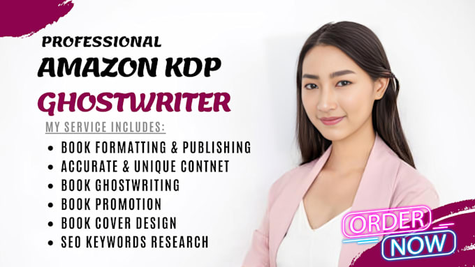 Gig Preview - Ghostwrite your amazon KDP book, KDP publishing, book formatting, book editor