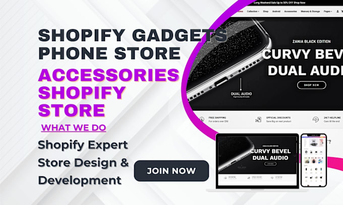 Gig Preview - Design a gadget smartphone shopify store electronics shopify accessories  store