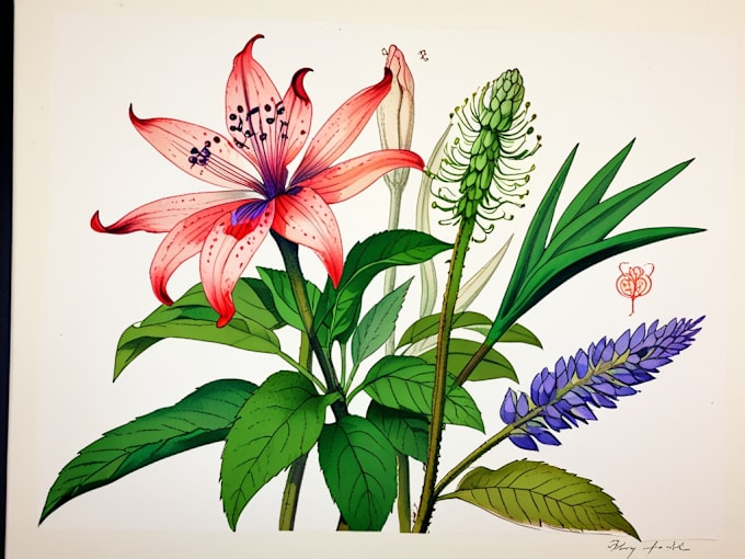 Gig Preview - Draw botanical illustration of plants and flowers