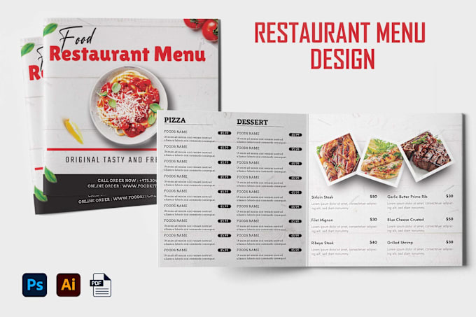 Gig Preview - Do menu card, menu design, price list and restaurant menu design