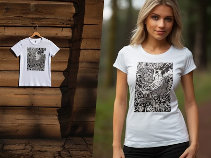 Gig Preview - Design a beautiful linocut t shirt in my art style