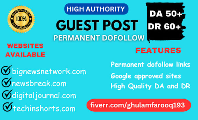 Gig Preview - Guest post on high da and high DR to get high traffic