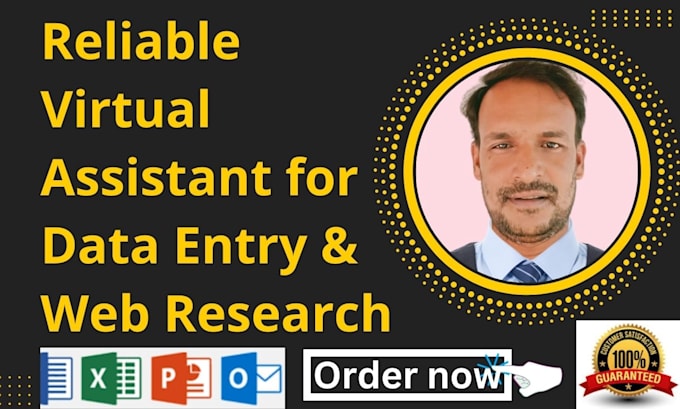 Gig Preview - Your virtual assistant for data entry services web research