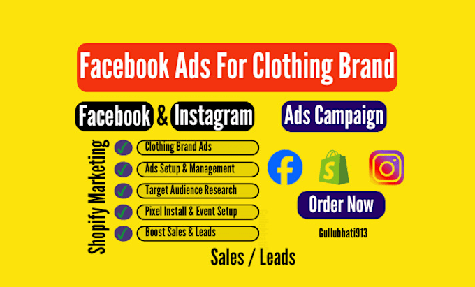 Gig Preview - Facebook ads for clothing brand shopify marketing meta ads campaign