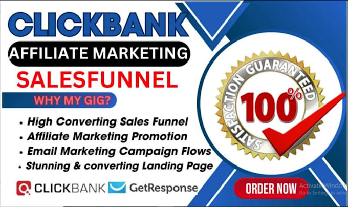 Gig Preview - Build clickbank affiliate marketing sales funnel and landing page