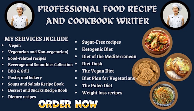 Gig Preview - Write and design recipe cookbook healthy, recipe book, food blog