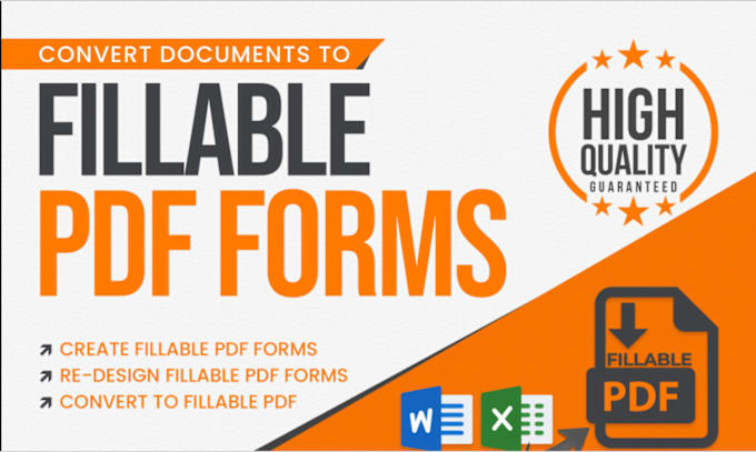 Gig Preview - Covert create pdf fillable form, words, excel form, order form, receipt, intake