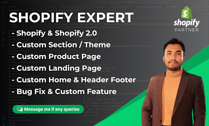 Gig Preview - Fix, edit, redesign, shopify home, header, footer, product, cart, other pages