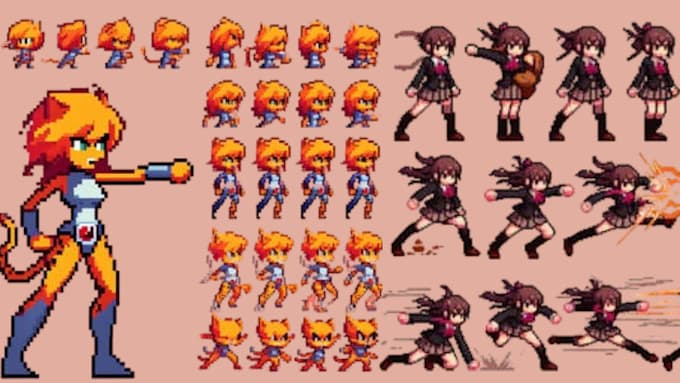 Bestseller - create pixel art animation pixel sprite sheet pixel character rpg 2d game assets