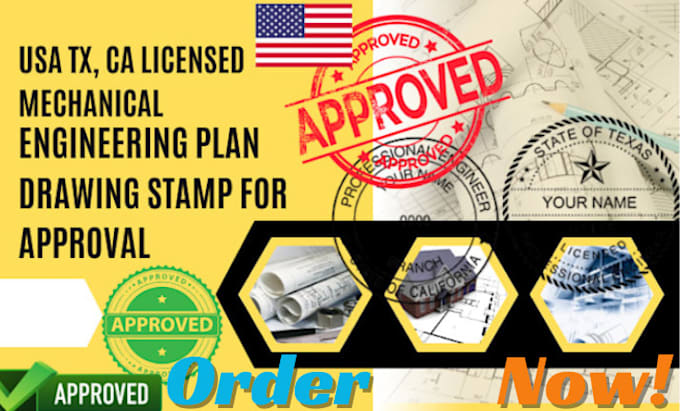 Gig Preview - Usa wy, ne, tx, ca licensed mechanical engineering plan drawing stamp and seal