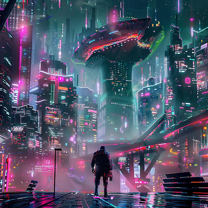 Gig Preview - Design cyberpunk futuristic city for you