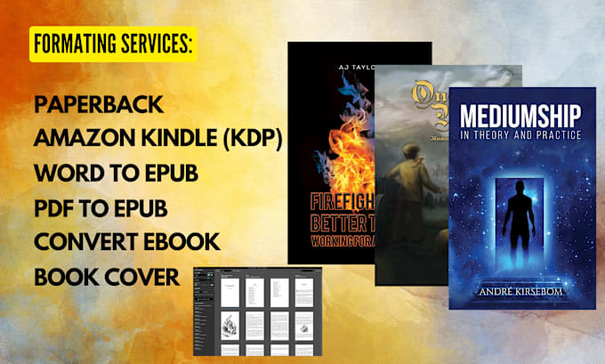 Gig Preview - Provide ebook formatting, convert epub, paperback, amazon kindle, kdp, pdf, word