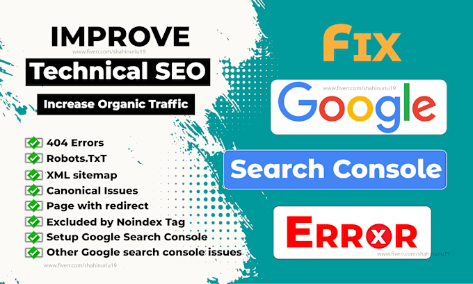 Gig Preview - Fix google search console indexing coverage errors, technical SEO errors