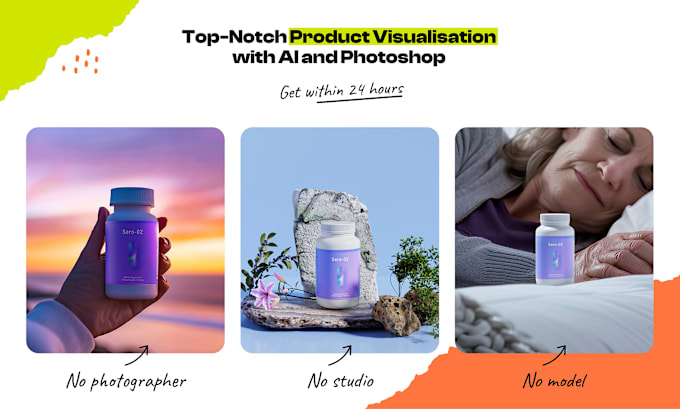 Gig Preview - Craft realistic product mockups with midjourney ai and photoshop