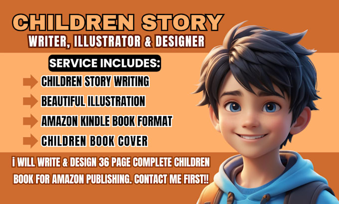 Gig Preview - Create children story with book illustration, children book, kid christian book